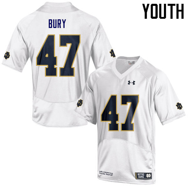 Youth NCAA Notre Dame Fighting Irish #47 Chris Bury Stitched College Under Armour Authentic White Football Jersey KR10I54IT